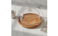 Glass Cloche Cake Stand Elegant Design Cake Stand with Dome Multipurpose Wooden Base Dessert Cloche for Cafe Owners, Home Dessert Makers