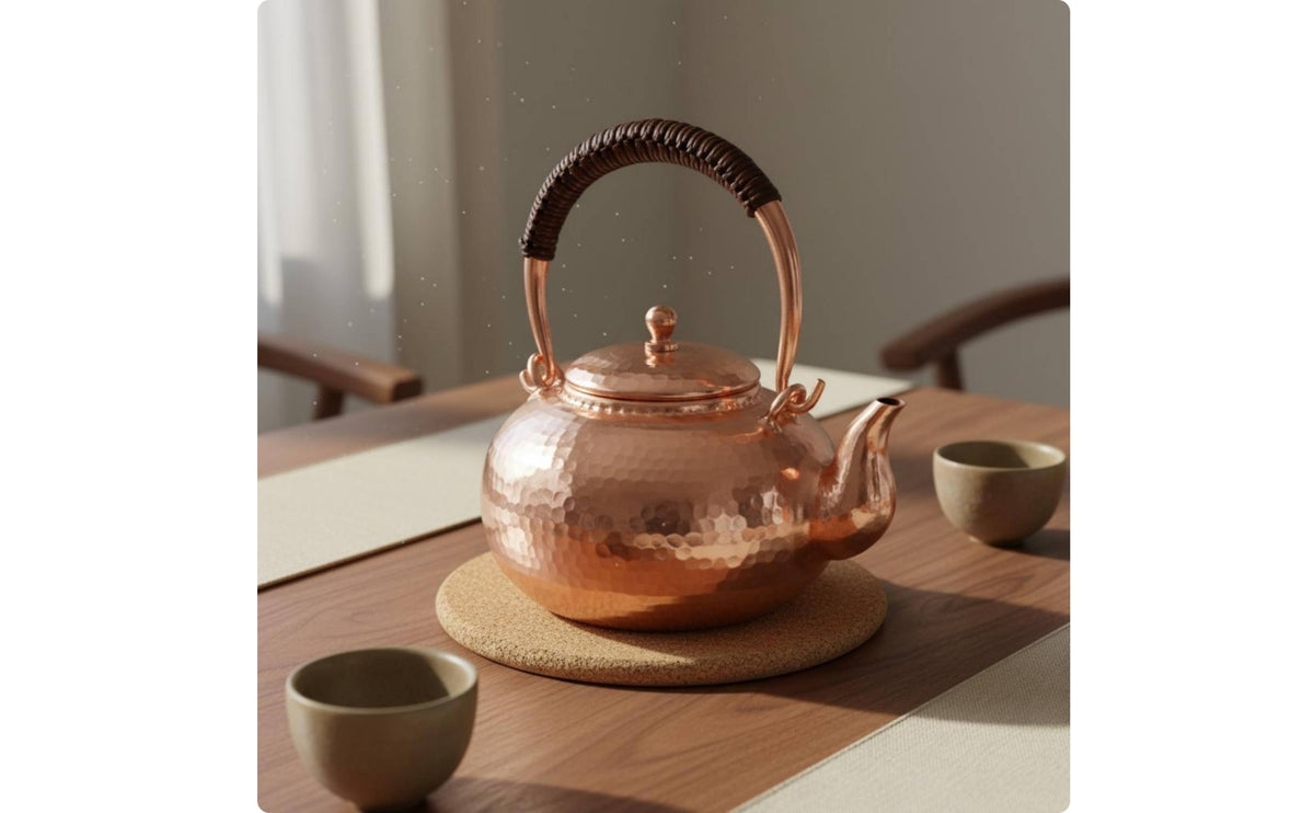 Hammered Copper Tea Kettle with Thickened Body