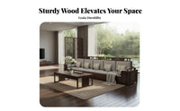 Wooden Living Room Furniture Set New Chinese aesthetic Multi-Piece Seating Group sturdy Wood Construction Couch Collection for Adults, Villa, Home, Lounge