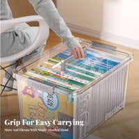 Wheeled Book container Transparent Storage Box Large Capacity for Students, educators