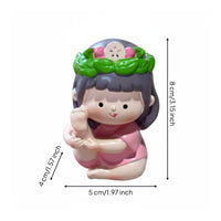 Seated Meditation Girl Figurine Leafy Crown Decorative Meditation Girl Figurine