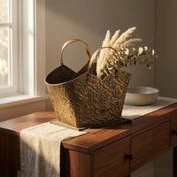 Bag Shaped Vase wide opening Top Arched Handles Tote Bag Vase