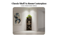 Retro Design Corner Bookshelf Space-Saving Corner Shelf Unit Exposed Shelves Vintage Display Rack Multi-Purpose for Office Workers, Apartment Dwellers, Homeowners, Living Room, Study, Bedroom
