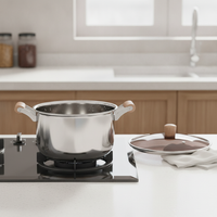 316 Stainless Steel Stockpot with Lid, Food Grade, Induction Cooktop Compatible, for Home Kitchen