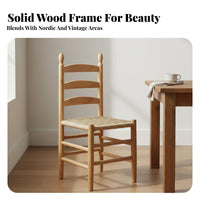 Modern Minimalist Design Woven Seat Dining Chair Ergonomic Backrest Solid Wood Dining Chair Sturdy and Long-Lasting Anti-Slip Leg Pads for Interior Decorators, Homeowners, Restaurant Owners, Cafe, Living Room, Home