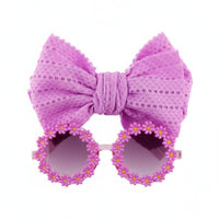 Sun Protection Sunglasses and Headband Set Cute Design Flower Sunglasses and Headband Great Gift for Babies, Beach, Daily Wear, Holidays