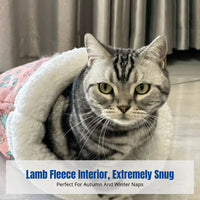 Pet Sleeping Bag Warm and Comfortable Feline Bed Semi-Enclosed Burrowing Design for Felines, Kittens, Cold Weather, Indoors
