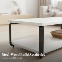 Sturdy and Stable Modern Minimalist Coffee Table Heavy Duty Rectangular Storage Coffee Table Easy to Assemble Living Room Furniture Rounded Corners for Apartment Dwellers, Homeowners, Office Workers, Small Areas, Lounge Area, Home
