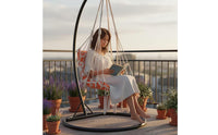 Hanging Swing Chair with Tassels Boho Swing Seat Chair Macrame for Garden, Teens
