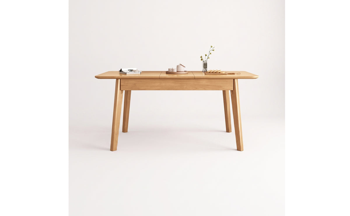 Solid Wood Extendable Dining Table Modern Table with Extendable Top Minimalist Furniture Sleek for Kitchen