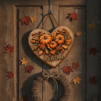 Thanksgiving Wooden Heart Pumpkin English Slogan Wall Decal