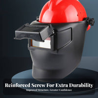 High Temperature Resistant Metal Joining Helmet with Safety Hat Adjustable Fit Hard Hat Metal Joining Mask Long-Lasting PC Material Full Face Welder Mask Hands-Hands-Removed for Metalworkers, Industrial Workers, Construction Sites, Factories, Workshops