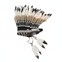 Indian Aesthetic Feather Battle Headdress Natural Feathers Tribal Aesthetic Headpiece Leader Feather Headdress Adjustable Band