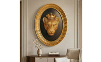 Lion Head Wall Sculpture MightyLion Head Wall Plaque Gold-Toned for Homeowners, Living Room, Entryway, Study