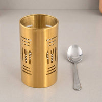 Leaf Hole Chopstick Holder (With Base) Stainless Steel Utensil Drainer, Modern Cutlery Storage and Organiser Cutlery for Home Kitchen Supplies