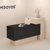 Commercial Checkout Counter Multi-Functional Modern Front Desk with Counter Spacious Storage Modern Front Desk for Receptionists, Office Lobby