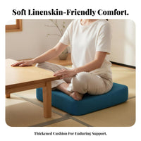 Removable and Washable Square Floor Cushion Linen Material Tatami Seat Cushion Natural Material for Living Room, Bedroom, Bay Window