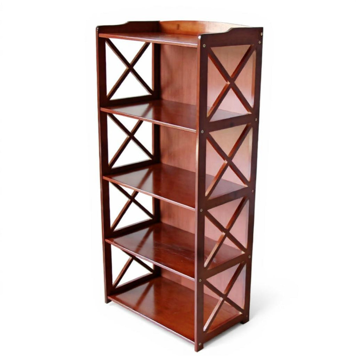 Minimalist Design Narrow Vertical Shelf Unattachedstanding Multi-Tier Cross-Braced Frame Shelf Sturdy Construction Bookshelf Combinable for Office Workers, Apartment Dwellers, Study Room, Bedroom, Corner Areas, Entryway