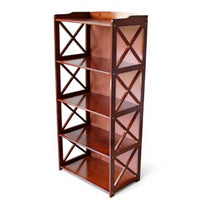 Minimalist Design Narrow Vertical Shelf Unattachedstanding Multi-Tier Cross-Braced Frame Shelf Sturdy Construction Bookshelf Combinable for Office Workers, Apartment Dwellers, Study Room, Bedroom, Corner Areas, Entryway