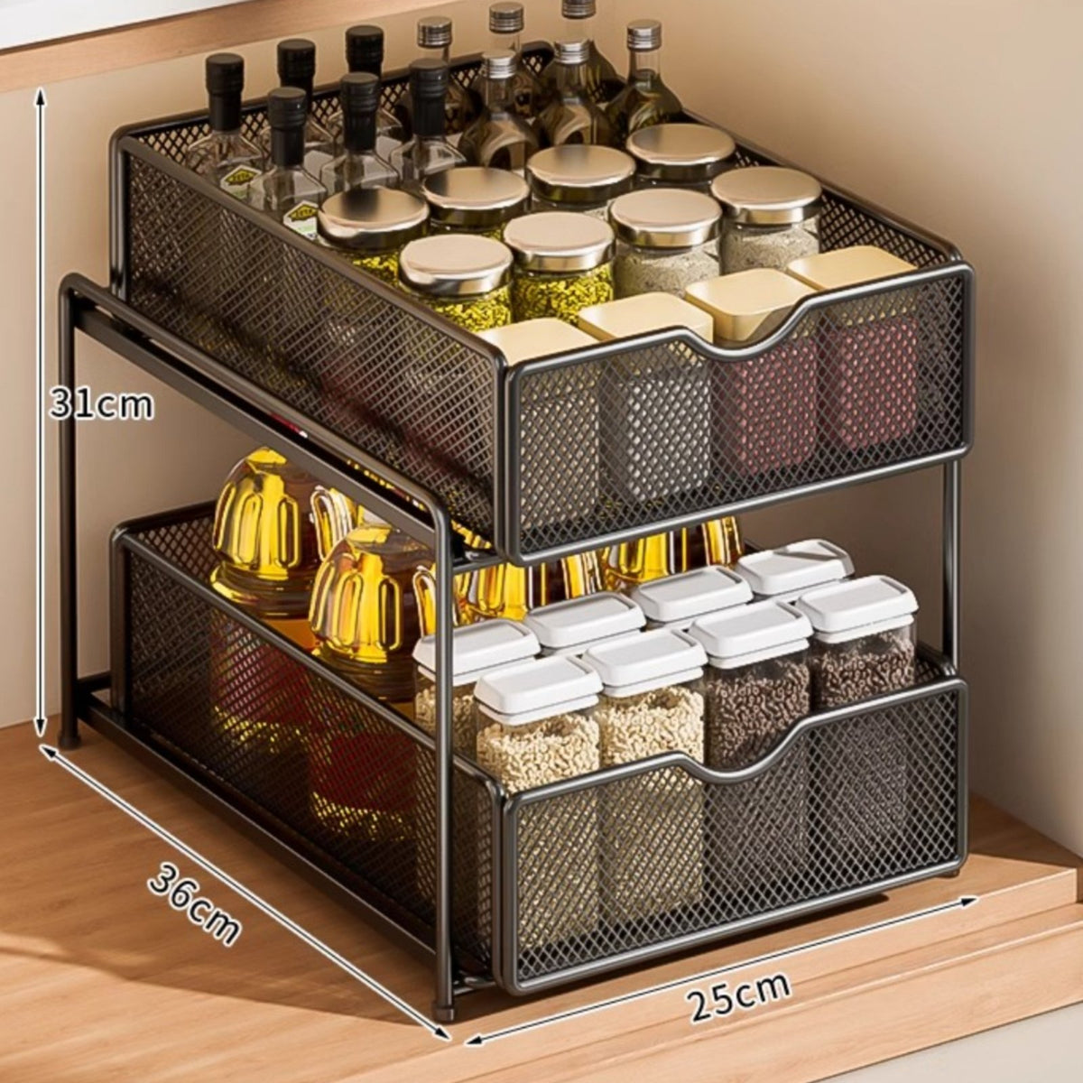 Pull-Out Under Sink Organizer, Carbon Steel Storage Rack