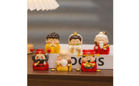 6 Pieces Chinese Deity Figurines Painted for Desk, Collectors