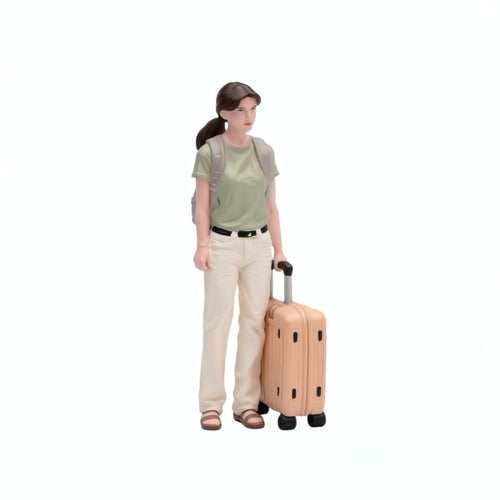1/18 Miniature Journeyer with Suitcase Collectible Miniature People Small Tiny People for Photography