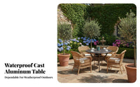 Ornate Metal Patio Table Weather-Resistant Round Ornate Garden Table sturdy Outdoor Furniture for Homeowners, Families, Courtyard, Balcony, Backyard