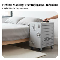 Mechanical aesthetic Riveted Aeronautical End Table Space-Saving Riveted Metal Cabinet Multi-Functional Nightstand long-lasting for Aviation fans, Interior Designers, Homeowners, Bedroom, Living Room, Hallway, Entryway