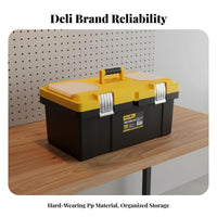 Toolbox with Removable Tray Secure Compartment Organizer Box Stackable