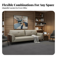 Authentic Leather Box-Frame Sofa Modern Design business-grade Furnishing Minimalist & aesthetics Office Seating Soft Upholstery for managements, Business Owners, Apartment Dwellers, Reception Area, management office, Lobby