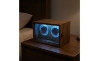 Walnut Watch Winder Cabinet Compact Watch Winder with Glass Door Quiet Retro for Nightstand
