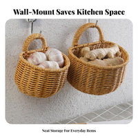Space-Saving Ginger Garlic Storage Basket Multi-Purpose Wall Hanging Storage Basket Versatile Hollow-out Design for Bathroom, Pantry