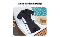 Multicolor Design Waterwear Top High Elasticity Short Sleeve Waterwear Top Short Sleeve Zip up Swimsuit Modest Coverage