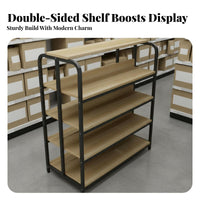 Heavy Duty Double-Sided Gondola Shelf High Load Capacity Double-Sided Gondola Shelving Stable Steel Frame Supermarket Display Shelf Reinforced Shelves for Retailers, Business Owners, Cosmetics Shop, Pharmacy