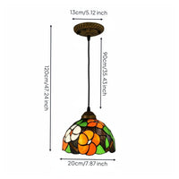 Colorful Stained Glass Hanging Lamp Light Decorative Vintage Hanging Lamp Adjustable Height for Cafe, Dining Room, Bedside