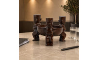 Glossy Finish Carved Figure Tray Dark Brown Sculptural Bowl Tray