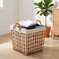 Large Capacity Hemp Rope Laundry Hamper with Handles for Hotel and Home Use