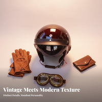 Retro Half Helmet Four-Season Use Japanese Design Helmet Quick Release Buckle Guarding Gear for Men, Women, Cruising, Street Riding, Commuting