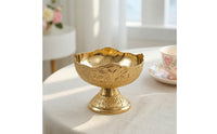 Pedestal Fruit Bowl Gold-Colored Bowl Embossed Serving Dish for Hosts, Centerpiece, Afternoon Tea, Pastry Presentation