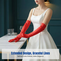 Long Satin-Feel Stretch Gloves, Vintage Party Cosplay, Women's Bridal Dress Accessory