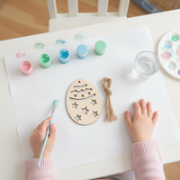 10pcs Wooden Easter Egg Ornaments Ready to Paint Unfinished Easter Egg Ornament Designs DIY Craft for Children, Crafters, Adults DIY Crafting Ornaments