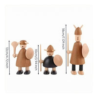 3 Pieces Wooden Nordic Figurines Black Accents House Decoration Retro Style Holiday Decor