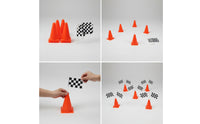 6 Pieces Bright Orange Marker Cone with Flag High Visibility Obstacle Cone with Flag Square-Base Field Marker Cones Long-Lasting for Coaches, Athletes, Soccer Players