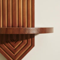 Geometric Design Walnut Wood Wall Decor Shelf Space-Saving Wood Wall Planter Shelf Handmade Look Sturdy for Living Room, Bedroom, Entryway