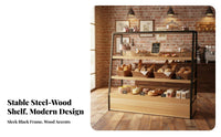 Heavy-Duty Bread Display Rack High Load-Bearing Steel and Wood Bread Shelf Stable Structure Supermarket Island Cabinet Wear-Resistant for Bakery Owners, Retailers, Grocery Retail Outlet Managers, Bakeries, Supermarkets, Convenience Retail Outlet S