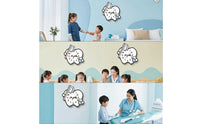Oral Health-Themed Wall Clock Easy-to-Read Tooth Shaped Clock Hanging for Pediatricians, Kids, Pediatric Office, Classroom