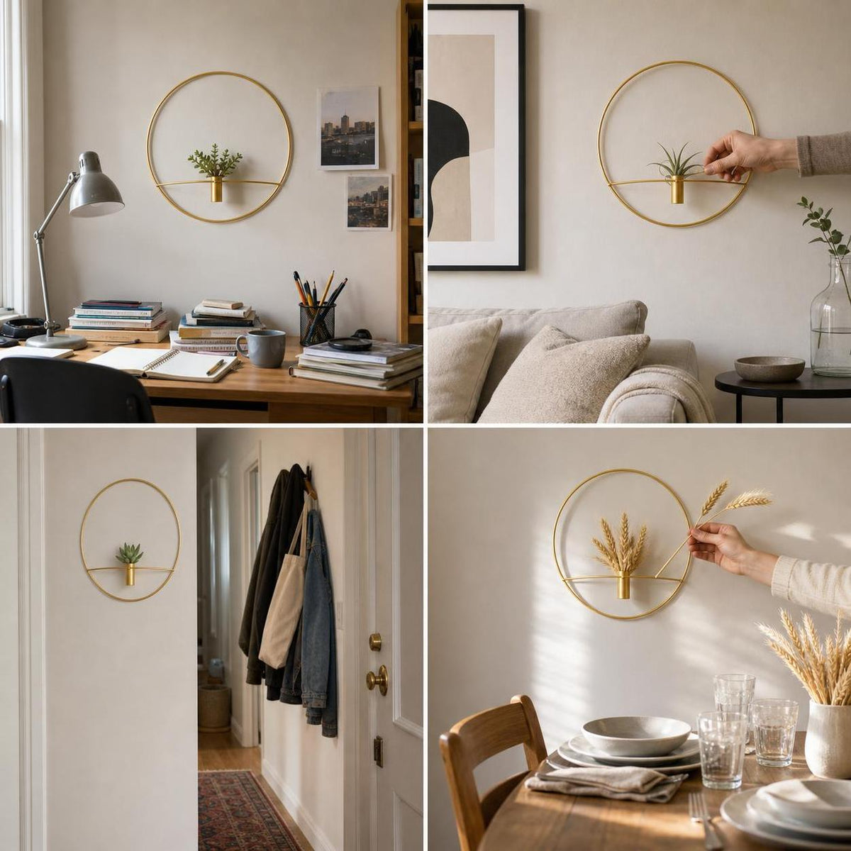 Nordic Style Iron Art Round Wall Vase for Hydroponics and Home Decor