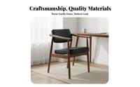 Nordic & aesthetic Wooden Dining Armchair with Padded spine Ergonomic spinerest Upholstered Chair Thick paddings Seating Furniture Curved Armrests for Design aficionados, households, Families, Restaurant, Study Room, Kitchen, perusing reading corner