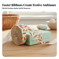 Bunny and Egg Pattern Ribbon Multiple Patterns Easter Printed Ribbon Pastel Spring Colors Crafting Supplies for Crafters, Home Decor, Hair Bow Making