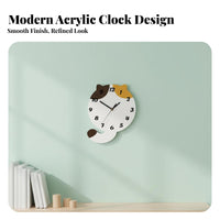 Feline Wall Clock Quiet Mechanism Cat Shaped Wall Clock Non-Ticking for Kids, Kindergarten, Playroom, Nursery